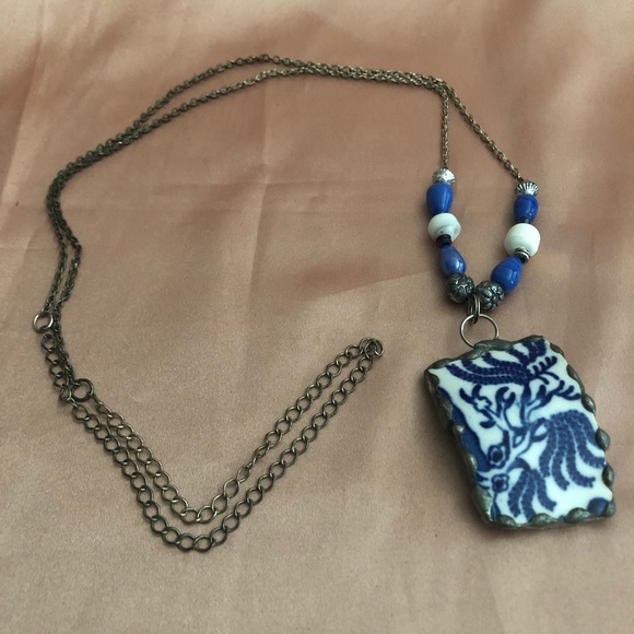 Recycled Broken Handmade Porcelain Necklace - Picture 5 of 5